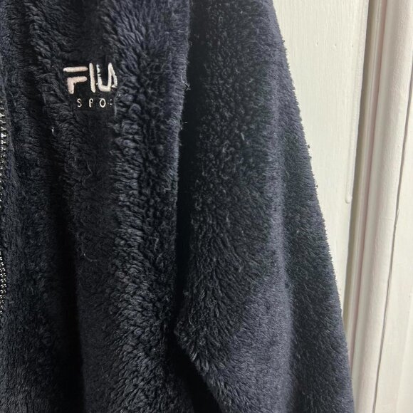 Fila black soft fleece full zip jacket with pockets. Sz M - Picture 3 of 7